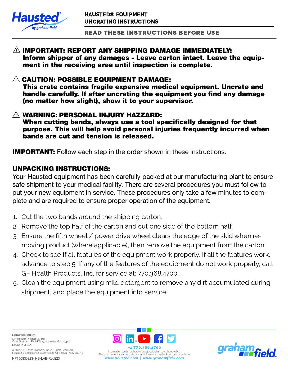 Hausted® Uncrating Instructions